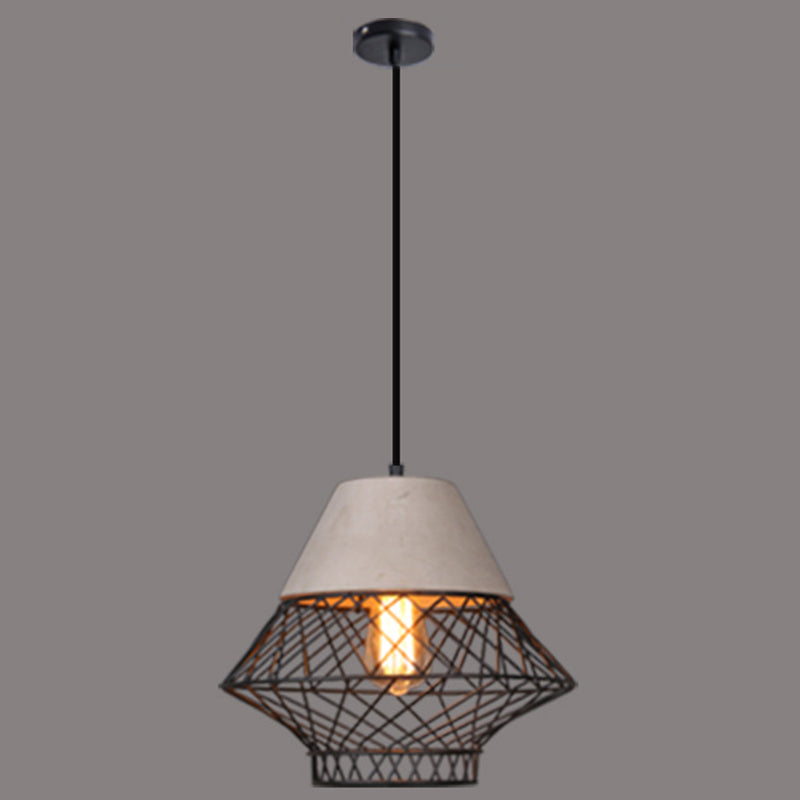 Drahtkäfig Schatten Anhänger Beleuchtung Urban Retro 1 Light Restaurant Hanging Lamp mit Zementoberteil