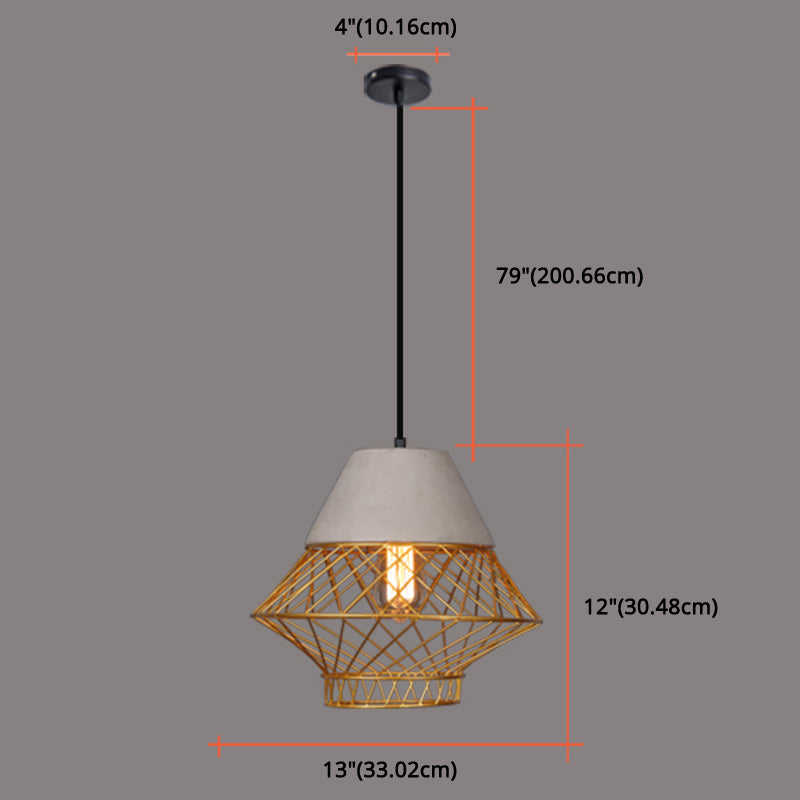 Drahtkäfig Schatten Anhänger Beleuchtung Urban Retro 1 Light Restaurant Hanging Lamp mit Zementoberteil