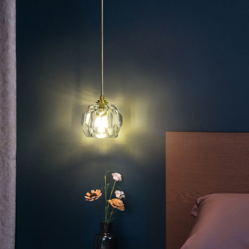 Geschnitzte kristallförmige Decke Anhänger moderne Goldhängerlampe für Esszimmer