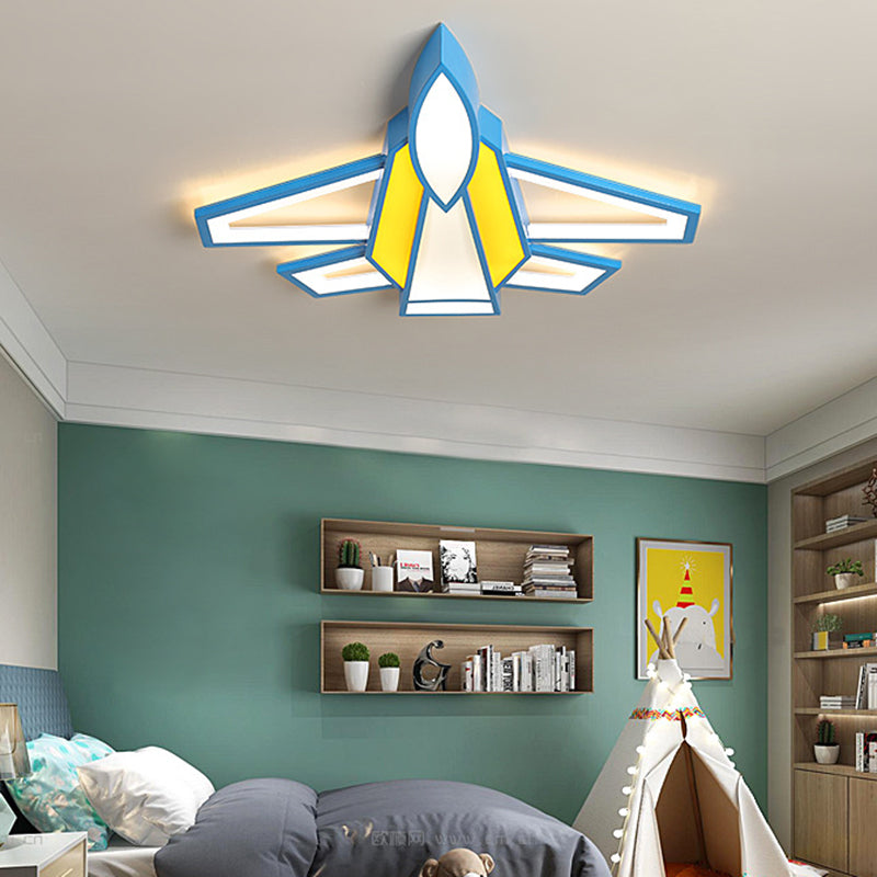 Airplane Flush Monte Light 1 Light Metal Cartoon Flush Monte Spotlight for Children Bedroom