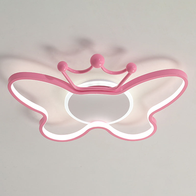 Butterfly Semi Flush Plafond Lilaires dessin animé Plafond en aluminium Chandelier pour enfants pour les enfants