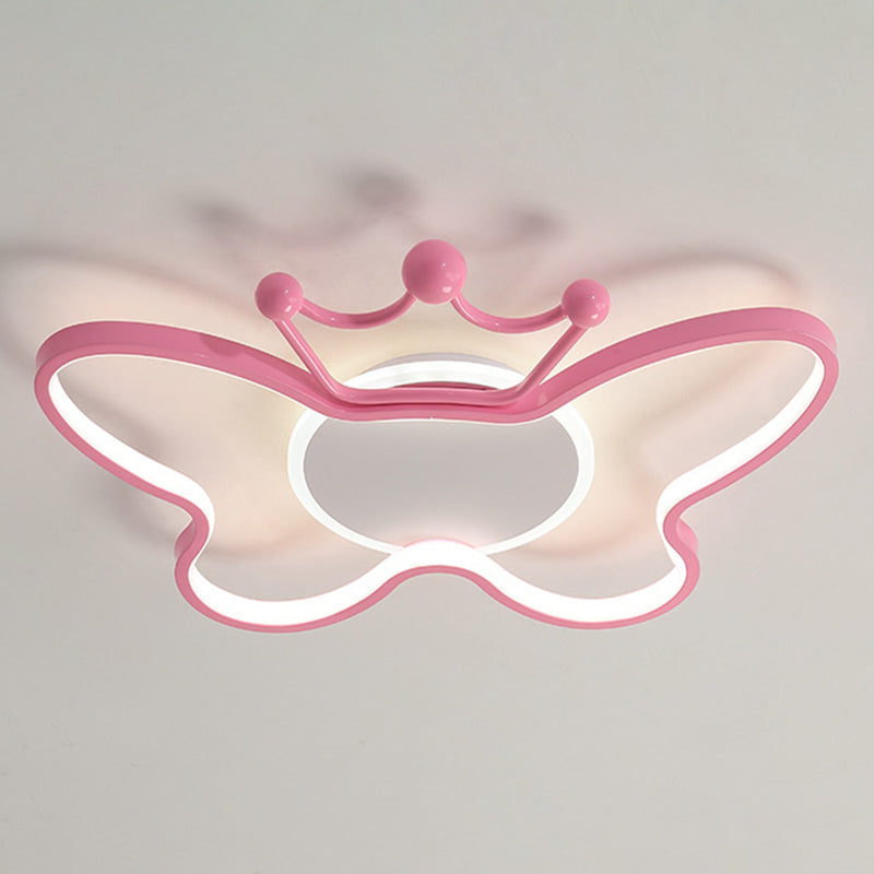 Butterfly Semi Flush Plafond Lilaires dessin animé Plafond en aluminium Chandelier pour enfants pour les enfants