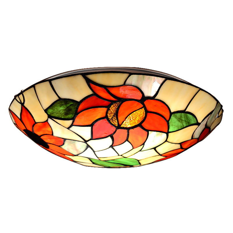 Sunflower Flush Mount Lighting Stained Glass Tiffany Flush Ceiling Light Fixtures