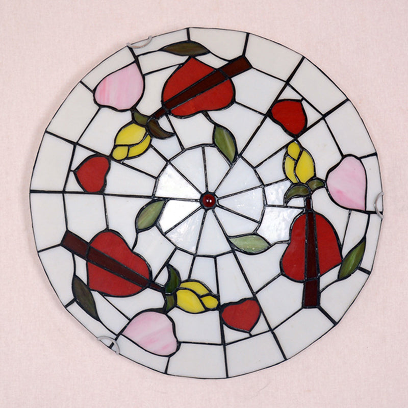 Dome Flush Mount Light 2/3/4 Lights Stained Glass Tiffany-Style Flush Mount Spotlight