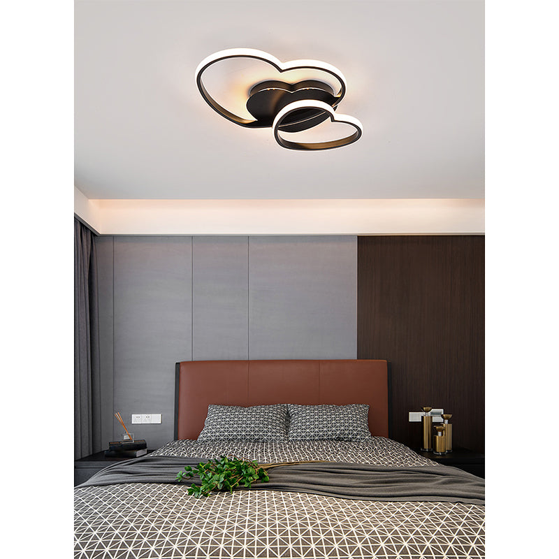 Lámparas de techo empotradas con diseño de corazón, 1 luz, luces de techo contemporáneas de metal, montaje empotrado