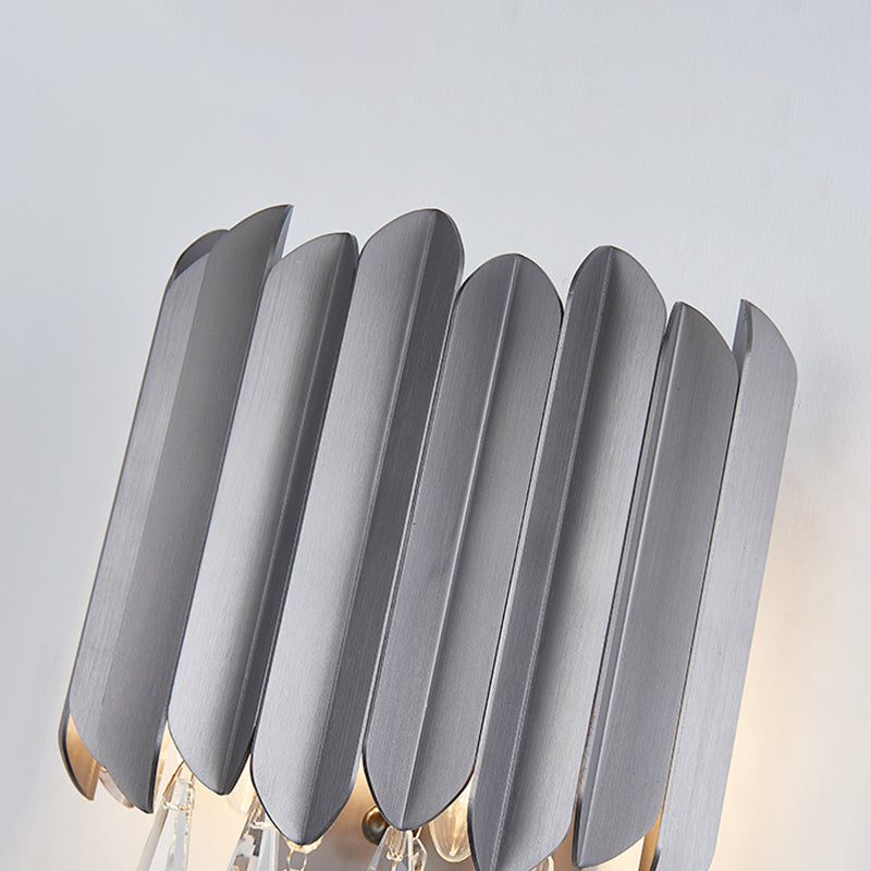 Illuminazione a monte rotonda con lampada a goccia in cristallo limpida 2 lampada a parete moderna in oro/fumo grigio