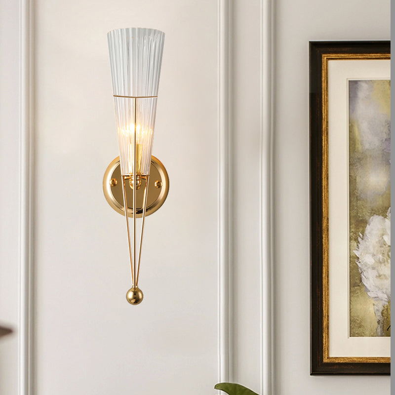 Zwart/koperen fakkel SCONCE -verlichting 1 licht Modernisme Metaal en helder kristal mini wandlamp