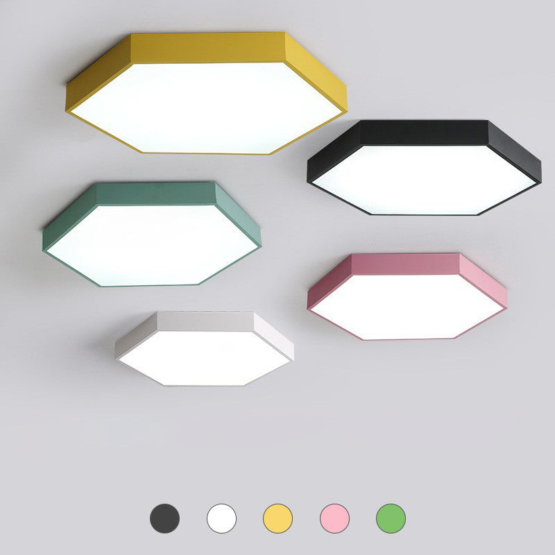 Hexagon Flush Light Fixtures 1 Light Acrylic Minimalist Flush Mount Ceiling Light Fixture