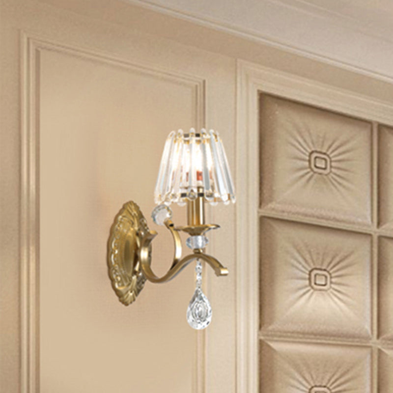 1/2 Heads Cone Wall Sconce Light Traditional Vintage Wall Lighting in Brass for Living Room