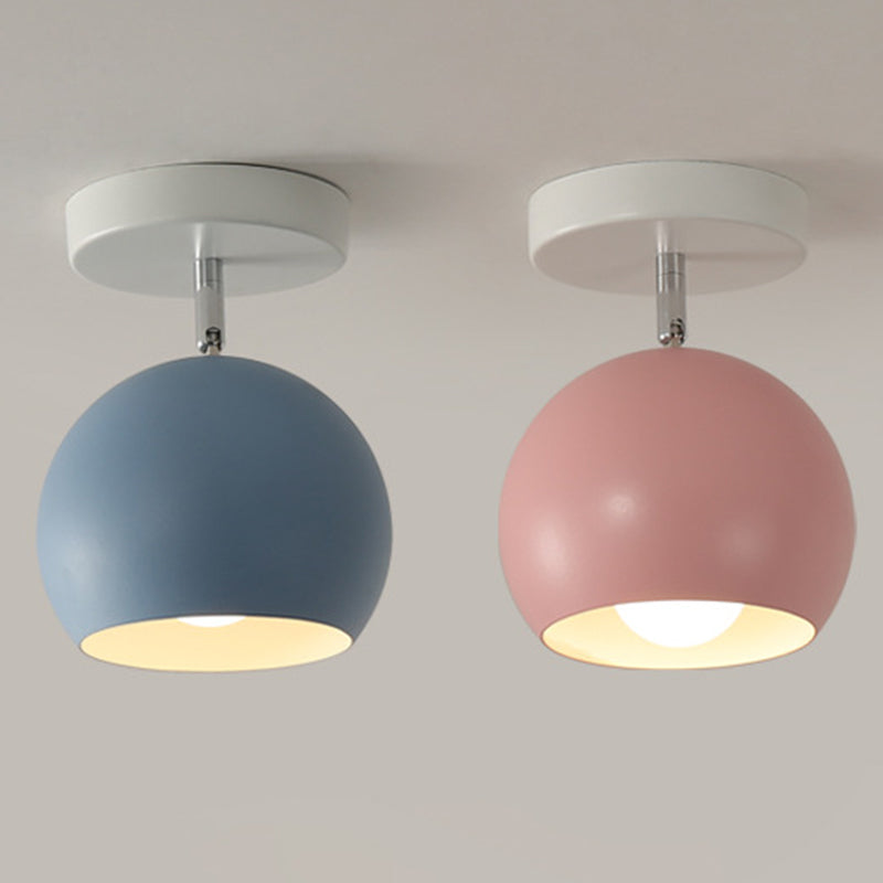 1 Light Semi Flush Mount Light Macaron Metal Ceiling Mount Chandelier for Bedroom