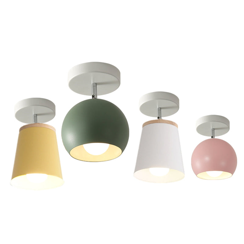 1 Light Semi Flush Mount Light Macaron Metal Ceiling Mount Chandelier for Bedroom