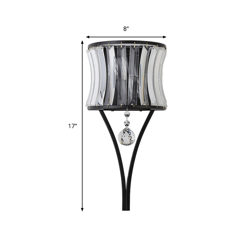 Mini Crystal Wall Mounted Lighting Modern 1 Light Wall Light Sconce in Black with Hanging Ball