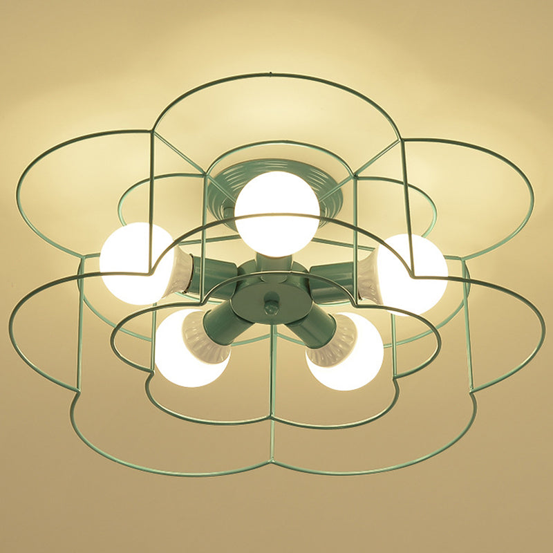 Blume Semi -Flush -Leuchten Retro Industrial Style Metall Deckenleuchte für Schlafzimmer