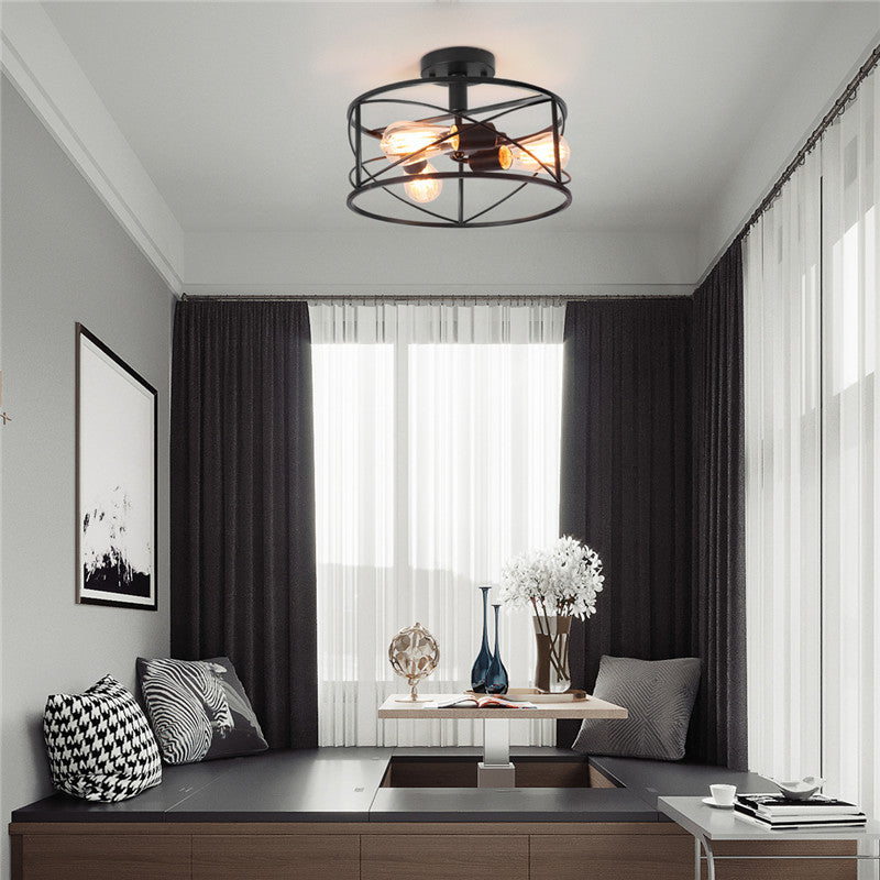 Gitterkäfig-Unterputz-Deckenleuchte, Retro-Industriestil, Metall-Deckeneinbauleuchte für Wohnzimmer