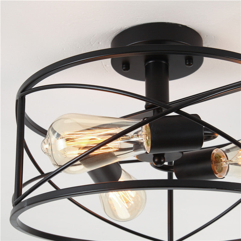 Gitterkäfig-Unterputz-Deckenleuchte, Retro-Industriestil, Metall-Deckeneinbauleuchte für Wohnzimmer