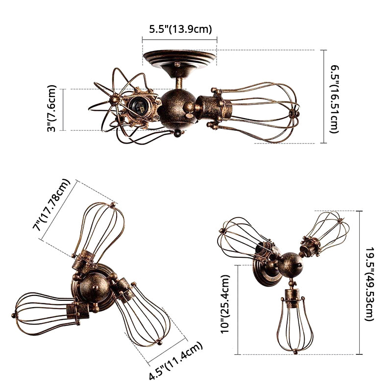 Starburst Semi Flush Mount Lighting Retro Creative Industrial Style Metall Deckenleuchten für Schlafzimmer