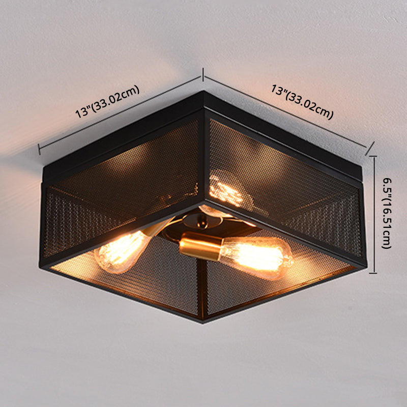 Square Flush Mount Ceiling Light Nordic Industrial Style Metal Ceiling Mount Chandelier for Hallway