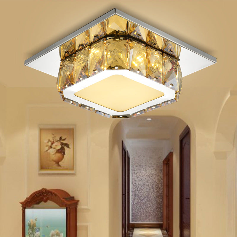 Clair / ambre cristal carré encastré lumière moderne LED couloir encastré luminaire neutre / tons chauds / blanc / 3 couleurs