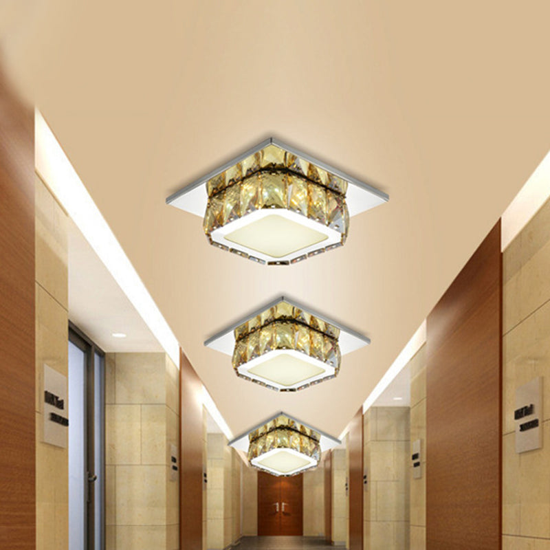 Clair / ambre cristal carré encastré lumière moderne LED couloir encastré luminaire neutre / tons chauds / blanc / 3 couleurs