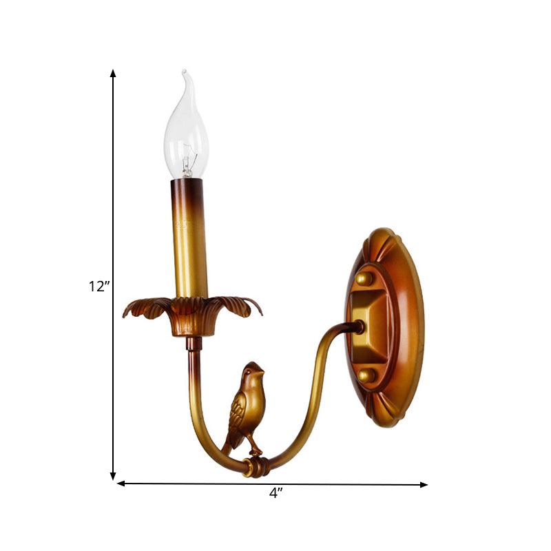 Candle Metal Sconce Light Fixture Classic 1 Light Corridor Wall Mounted Lamp in Brass with/without Shade