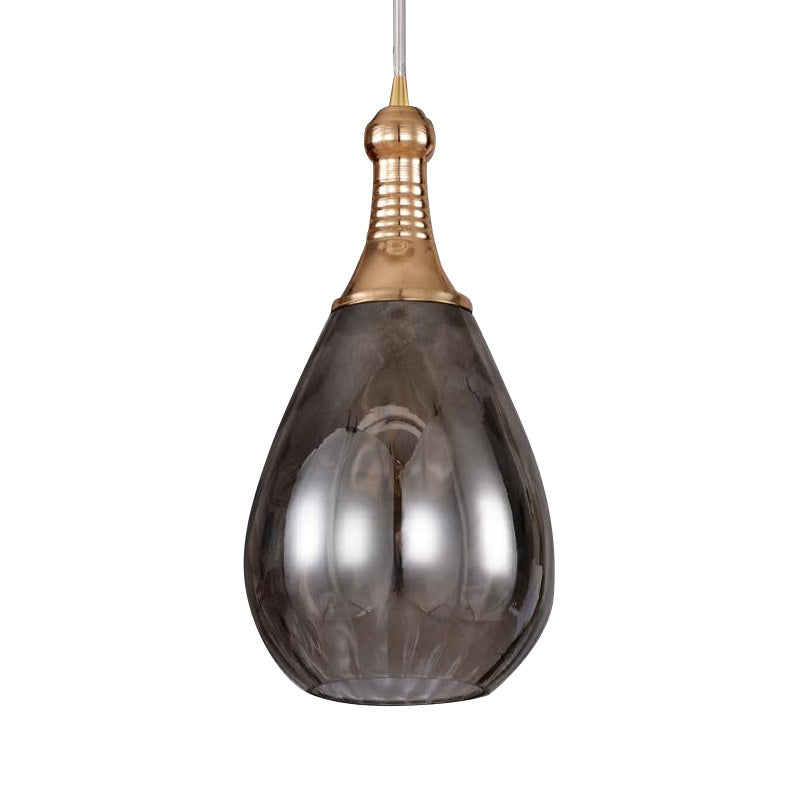 Vintage Teardrop -Anhänger Beleuchtung 1 Glühhöhe Verstellbares Bernstein/Klar/Rauch Wasserglas Schatten Hängende Deckenleuchte