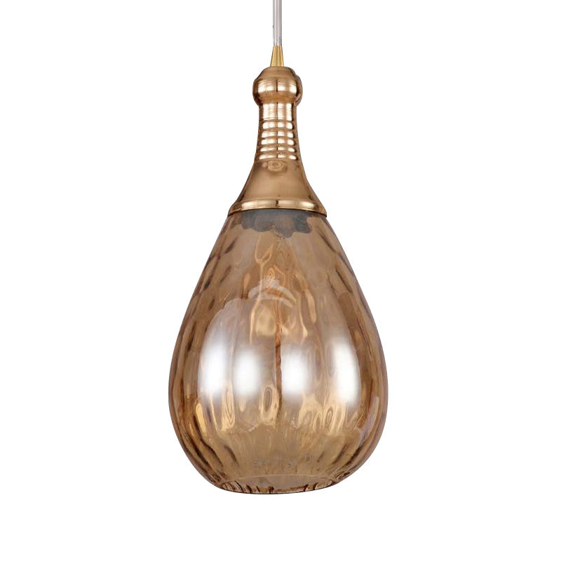 Vintage Teardrop -Anhänger Beleuchtung 1 Glühhöhe Verstellbares Bernstein/Klar/Rauch Wasserglas Schatten Hängende Deckenleuchte