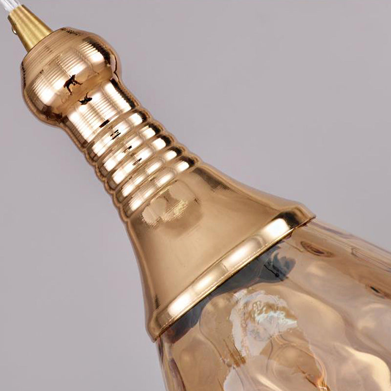 Vintage Teardrop -Anhänger Beleuchtung 1 Glühhöhe Verstellbares Bernstein/Klar/Rauch Wasserglas Schatten Hängende Deckenleuchte