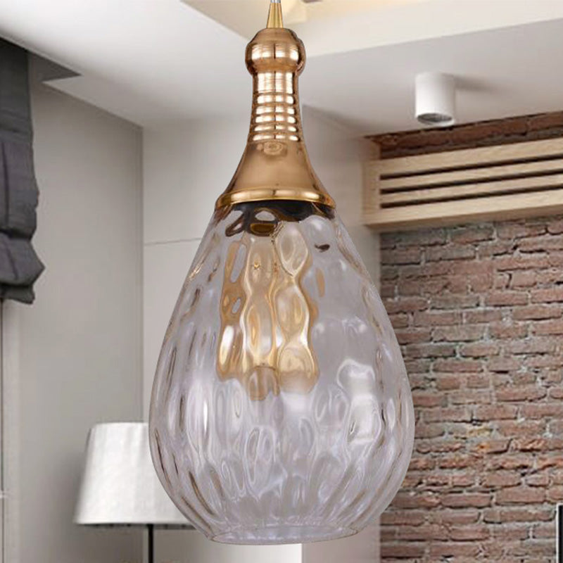 Vintage Teardrop -Anhänger Beleuchtung 1 Glühhöhe Verstellbares Bernstein/Klar/Rauch Wasserglas Schatten Hängende Deckenleuchte