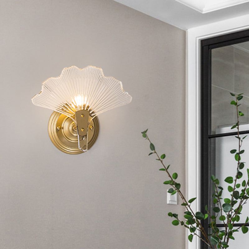 Foglie ginkgo Luce murale moderna decorativa moderna 1/3 luci limpida vetrino funce illuminazione in ottone