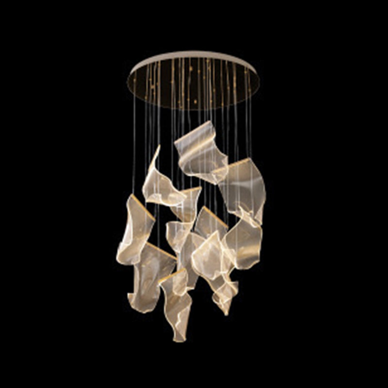 Creative Minimalist LED LED Light Light Finish Fece Paper Fle foglio ispirato a ciondolo multi-luce con ombra acrilica