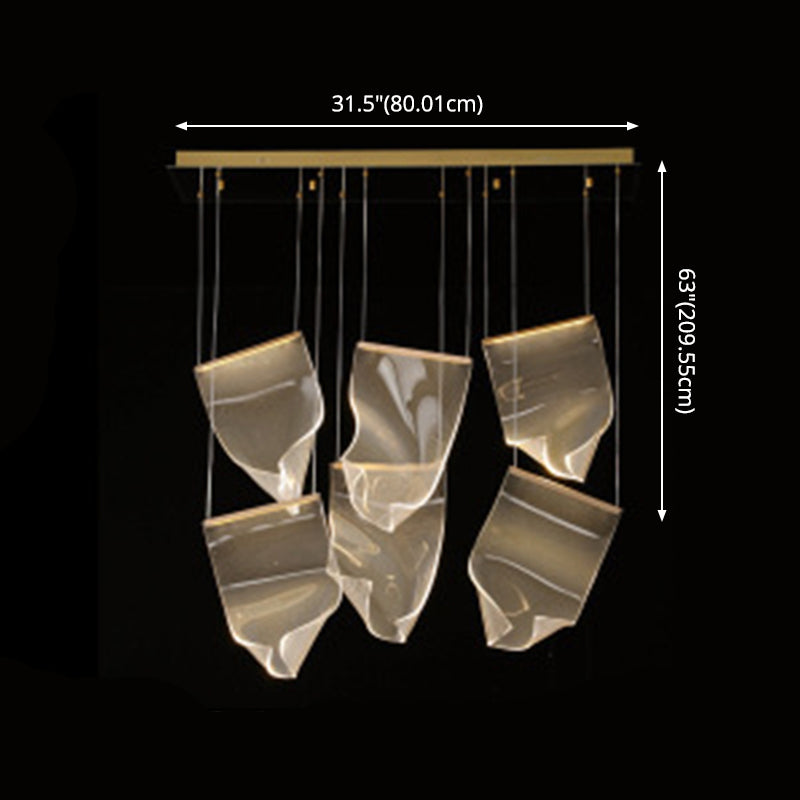 Creative Minimalist LED LED Light Light Finish Fece Paper Fle foglio ispirato a ciondolo multi-luce con ombra acrilica