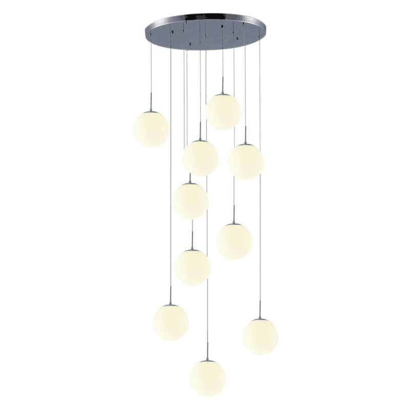 Crema vetro sferico sferico lampadario multi pendente semplicità lampada a soffitta argento per scale di hall