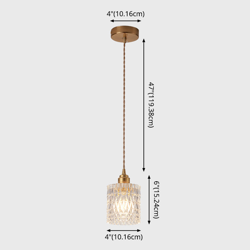 Modern Style Small Pendant Lamp Clear Glass Single-Bulb Bedside Pendulum Light in Brass