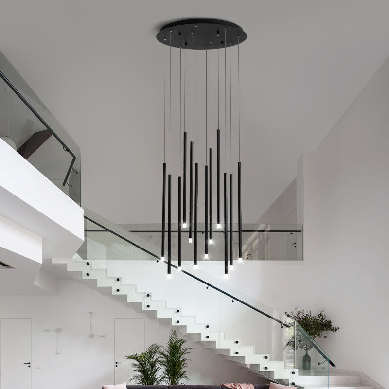 LED Sticks Pendant Lighting Minimalistic Metal Staircase Ceiling Suspension Lamp with Acrylic Shade
