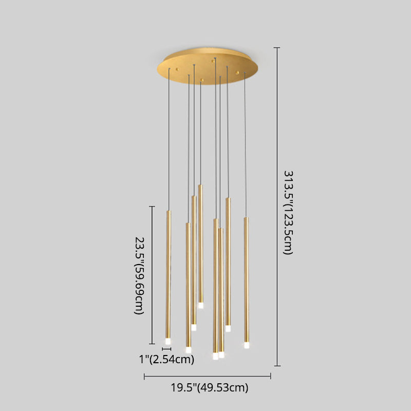 LED Sticks Pendant Lighting Minimalistic Metal Staircase Ceiling Suspension Lamp with Acrylic Shade