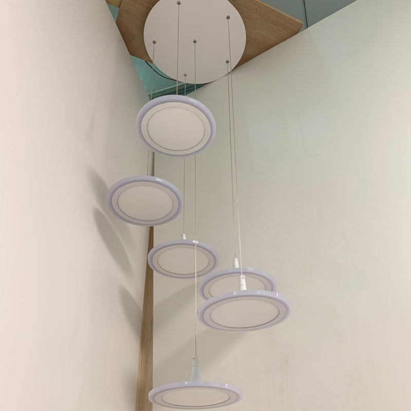 Circoli a LED Illuminazione sospensione Minimalista scale acriliche Diner ciondolo multi-luce in bianco