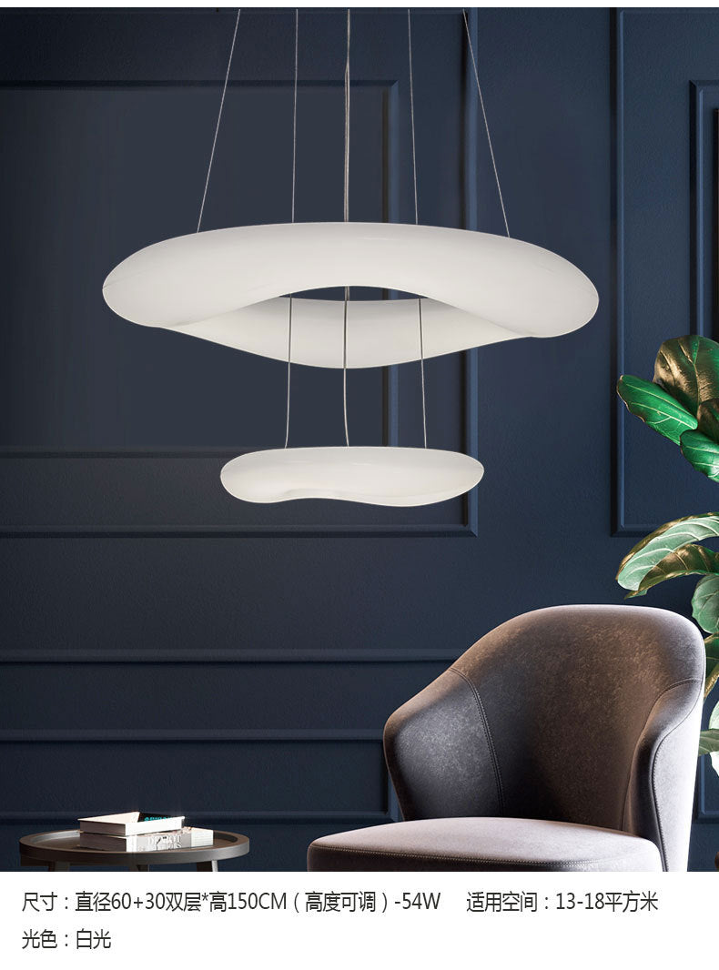 White Loop Hanging Light Fixture Minimalist LED Acrylic Suspension Lamp for Dining Room