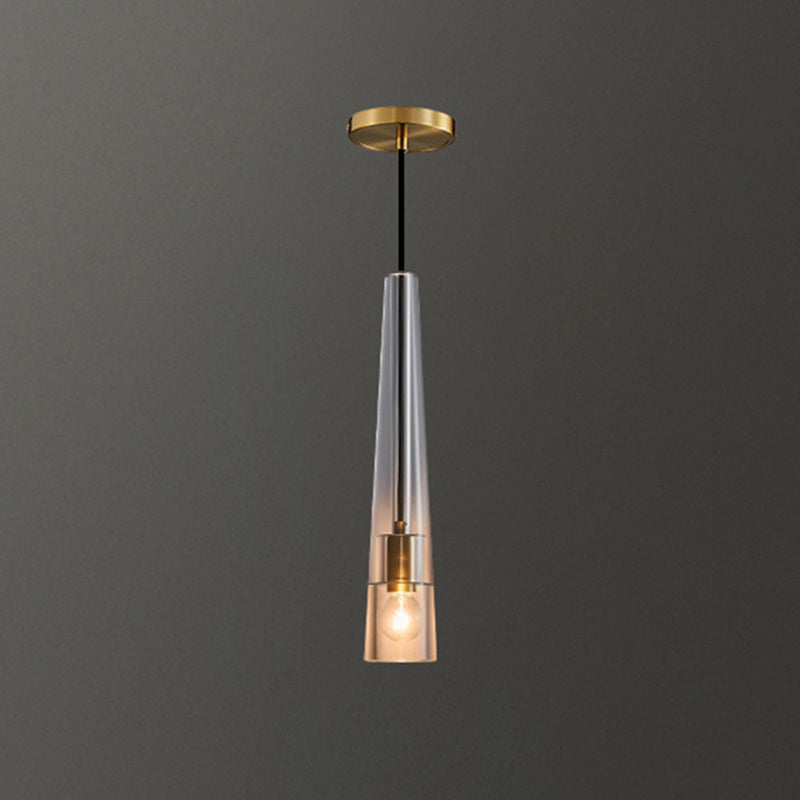 Shaded Pendant Light Fixture Simplicity Crystal Block 1-Light Brass Ceiling Light