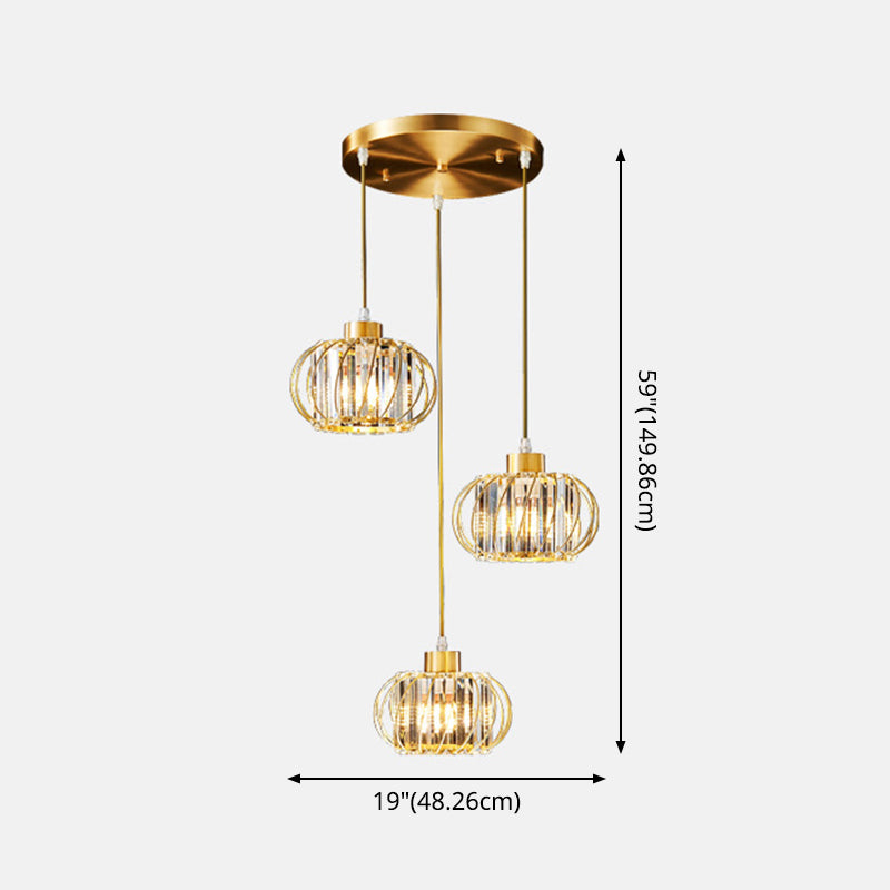 Brass Globe Pendant Light Modern Style Crystal Hanging Ceiling Lantern for Diner