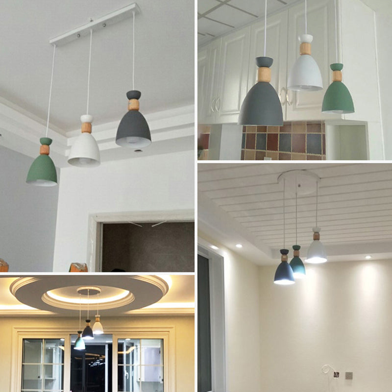 Nordic Style Ceiling Pendant Goblet Shaped Hanging Light Fixture with Metal Shade for Dining Room