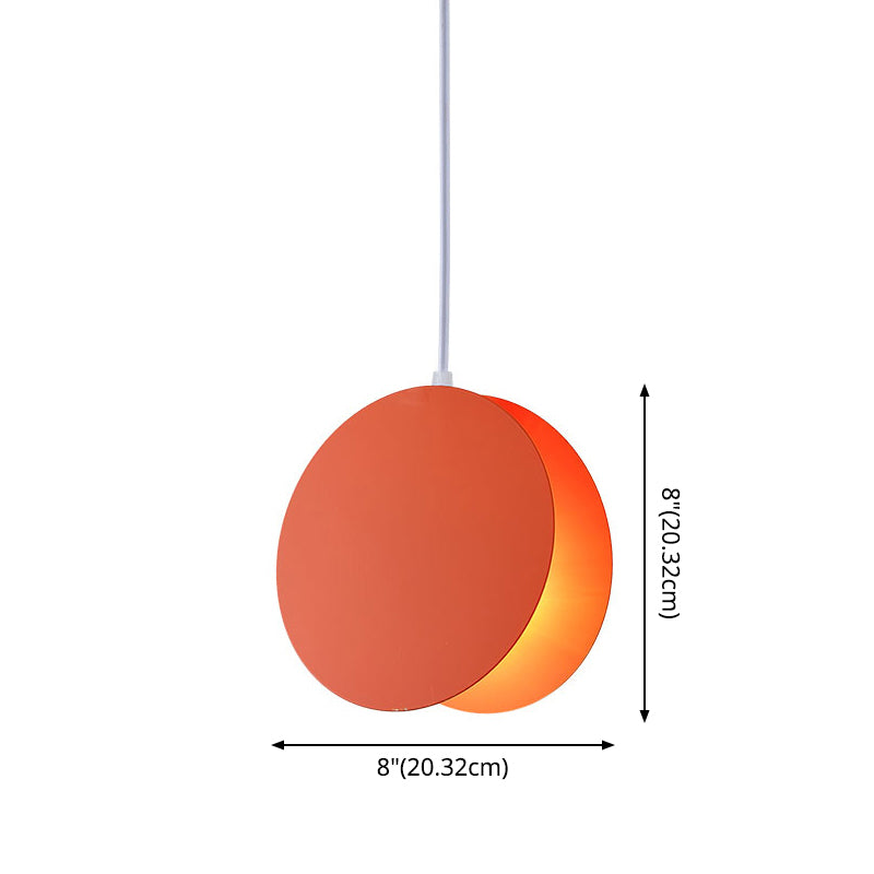 Shell Inspired Round Pendant Lamp Macaron Style Metal 1-Light Diner Ceiling Light
