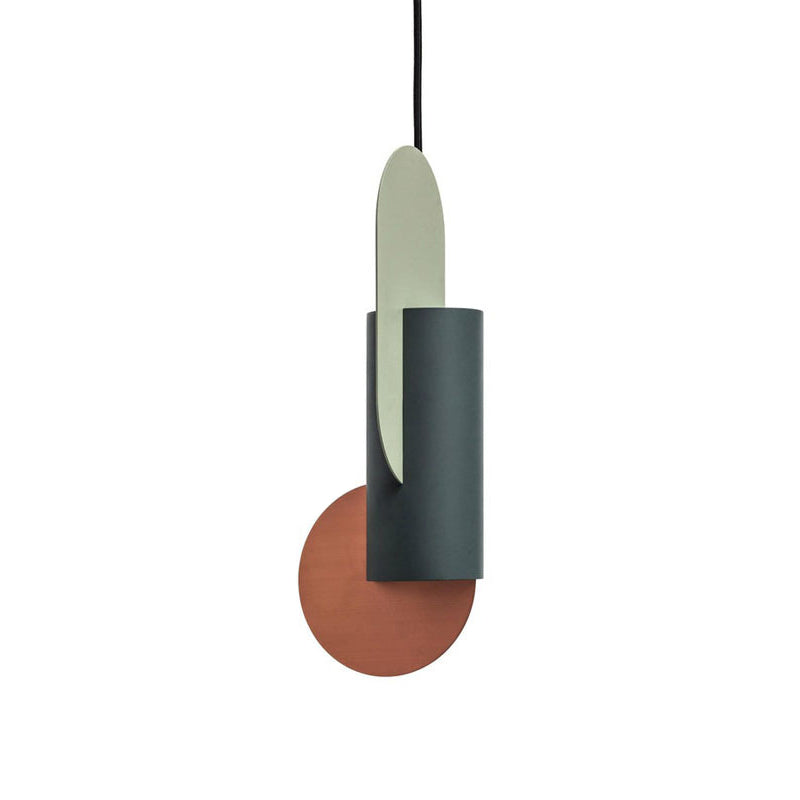 Geometric Colorblock Pendant Lighting Macaron Metal 1-Light Pink-Green-Grey Ceiling Light