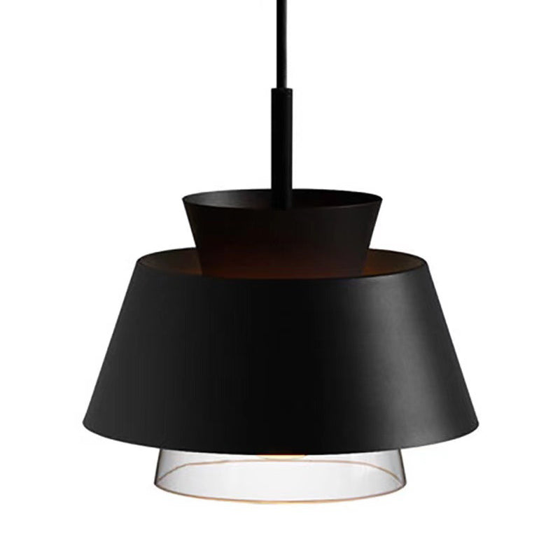 2-Shade Pendulum Light Macaron Metal and Glass 1-Bulb Restaurant Ceiling Pendant Lamp