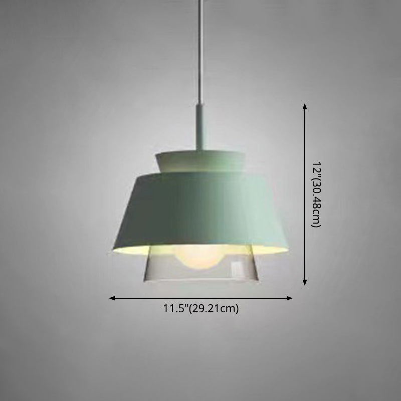 2-Shade Pendulum Light Macaron Metal and Glass 1-Bulb Restaurant Ceiling Pendant Lamp