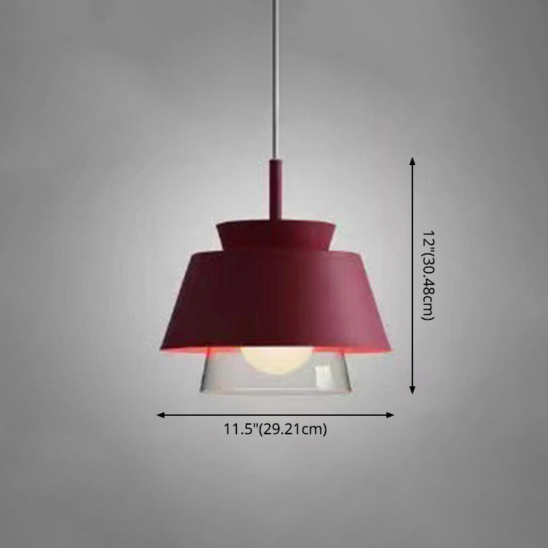 2-Shade Pendulum Light Macaron Metal and Glass 1-Bulb Restaurant Ceiling Pendant Lamp