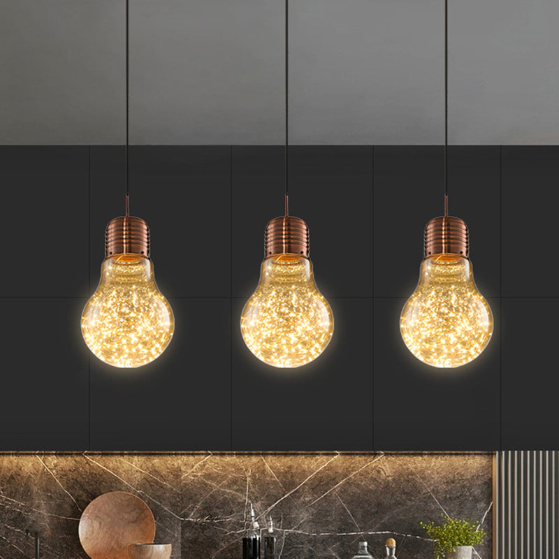 Light String Light Nordic Metal LED Accensione a pendente con tonalità in lampadina di vetro per barra