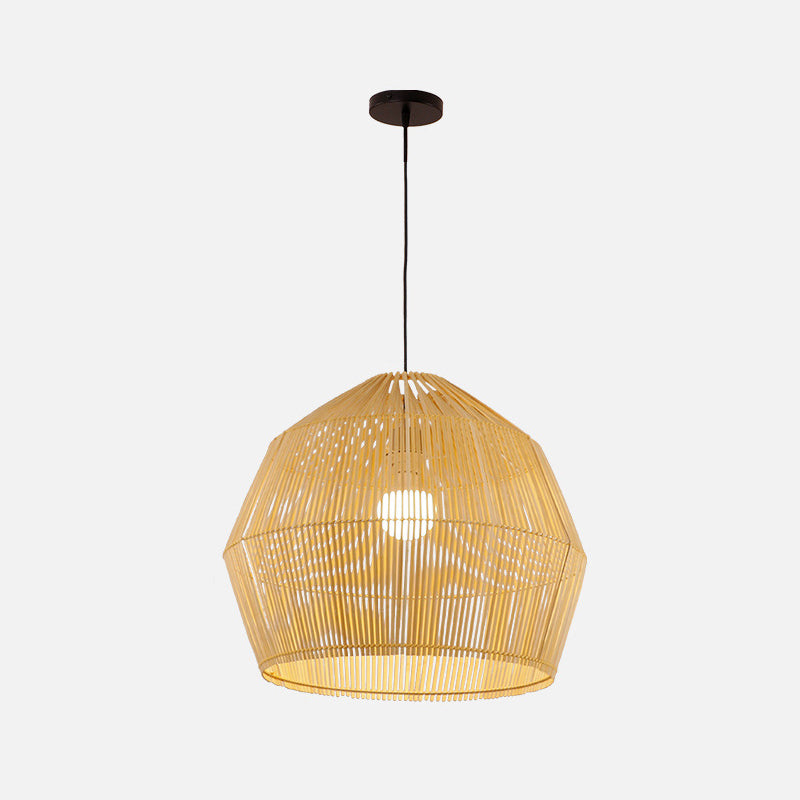 Runde Anhänger Beleuchtungsbehandlung Asian Style 1-Bulb Holzsuspension Licht für Balkon