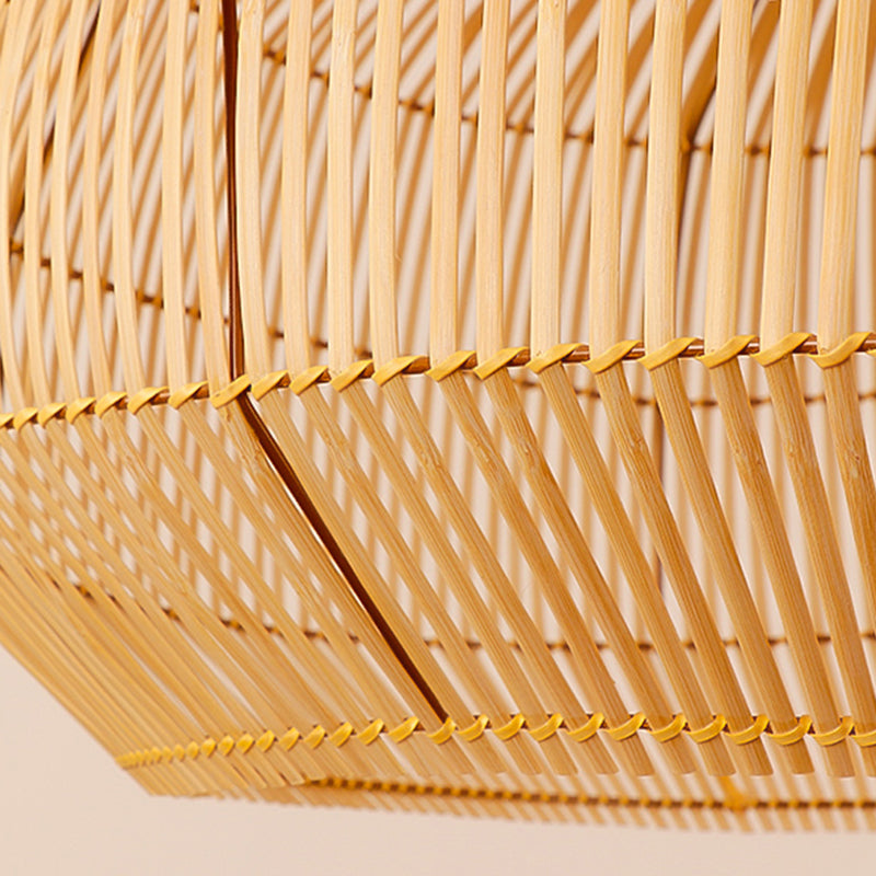 Runde Anhänger Beleuchtungsbehandlung Asian Style 1-Bulb Holzsuspension Licht für Balkon