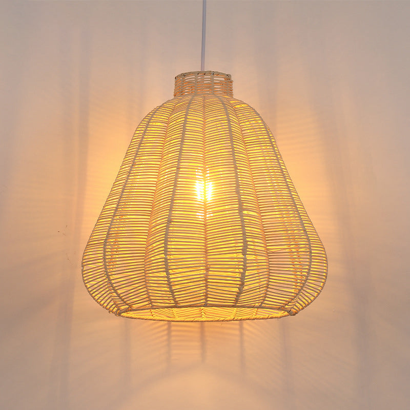 Carambola Suspension Pendant Light Creative Asian Bamboo 1 Bulb Wood Ceiling Light