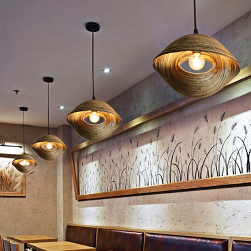 Neuheit Muschelform Bambus Anhänger Südostasien 1 Kopfbraun hängende Licht für Diner